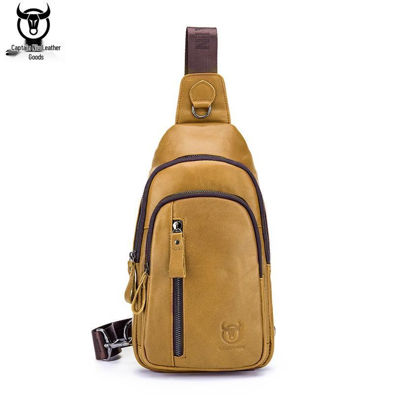 Cow Captain Men's Genuine Leather Crossbody Chest Bag - Top Layer Cowhide Multifunctional Sports Casual Bag