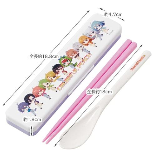 Skater Chopstick Spoon Combination Set 18cm Antibacterial Treated Lunch Box for Adults Comes with Silicone Cushion and Doesn't Make a Sound Made in Ja