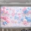 Pastellfarbene Geschlechtsenthüllungs-Wandbehang, "Mädchen oder Junge?""""mit Rosa Blauen Sternen und Geschenken für Fotokabine"""