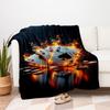 "Flaming Poker Night: Ace Cards & Casino Chips Set"Blanket Flannel Throw Blanket for Sofa, Bed, Travel, Camping, Office