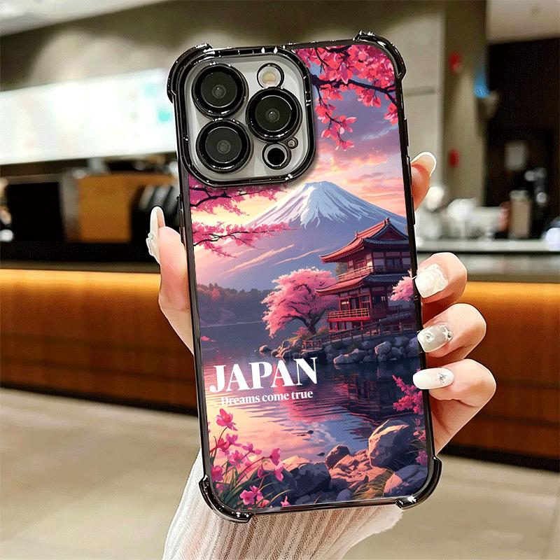 Osaka Tokyo Japan Scenery Plating Phone Case For Iphone 16 17 Pro Max Air 16E 14 15 Plus 12 13 Mini Anti-Fall Airabag Cover