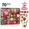70Pcs Plastic Tree Top Star Christmas Ball Set Painted DIY Christmas Tree Ornament Christmas Gifts Christmas Gifts Boxes Pendant
