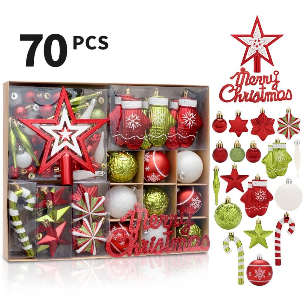 

70 шт. Пластиковые украшения для рождественской елки, окрашенные рождественские подарочные коробки, подвеска, рождественский шар зелёный