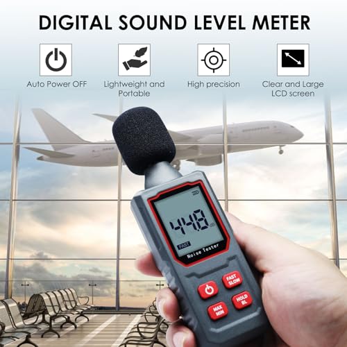 Ljudnivåmätare 30-130dB Handhållen ljudnivåmätare med kapacitiv mikrofon sensor HD bakgrundsbelysning Display Brusmätare Decibel Monitor