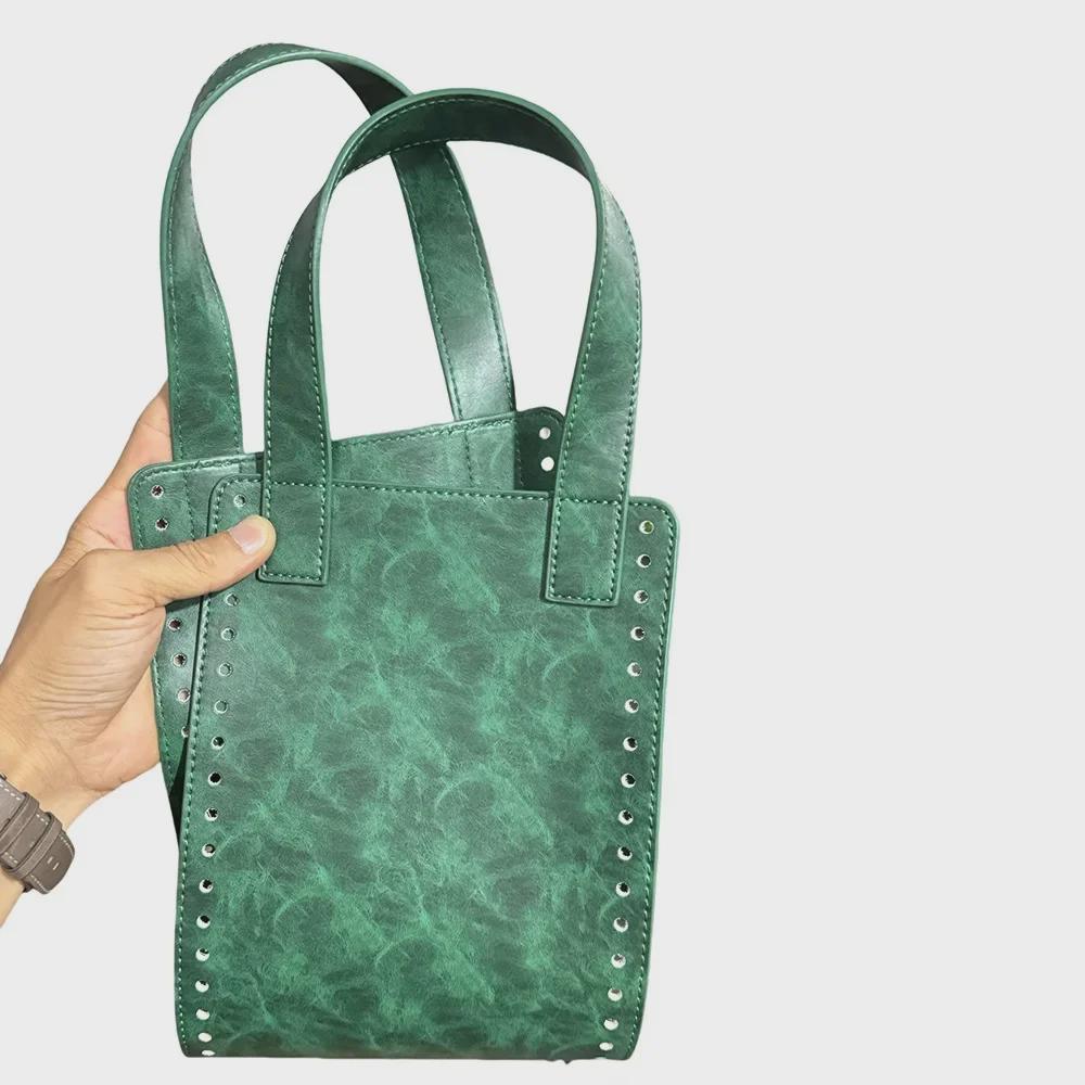 Handmade DIY Leather Woven Body Bag with Integrated Handle Hook