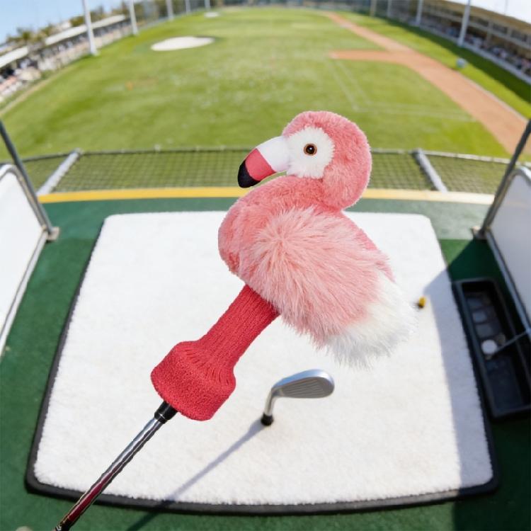 Golf Club Head Cover Pink Flamingo Shape PU Texture Golf Putter Case Suitable for Simple Setup and Head Safety Assurance