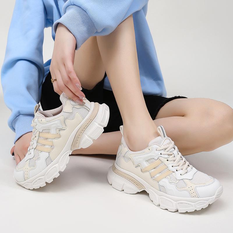 Mesh Dad Shoes Women's Summer Casual Cowhide Running Shoes Women's Fried Street Versatile Height-increasing Sports Shoes Wenzhou Women's Shoes