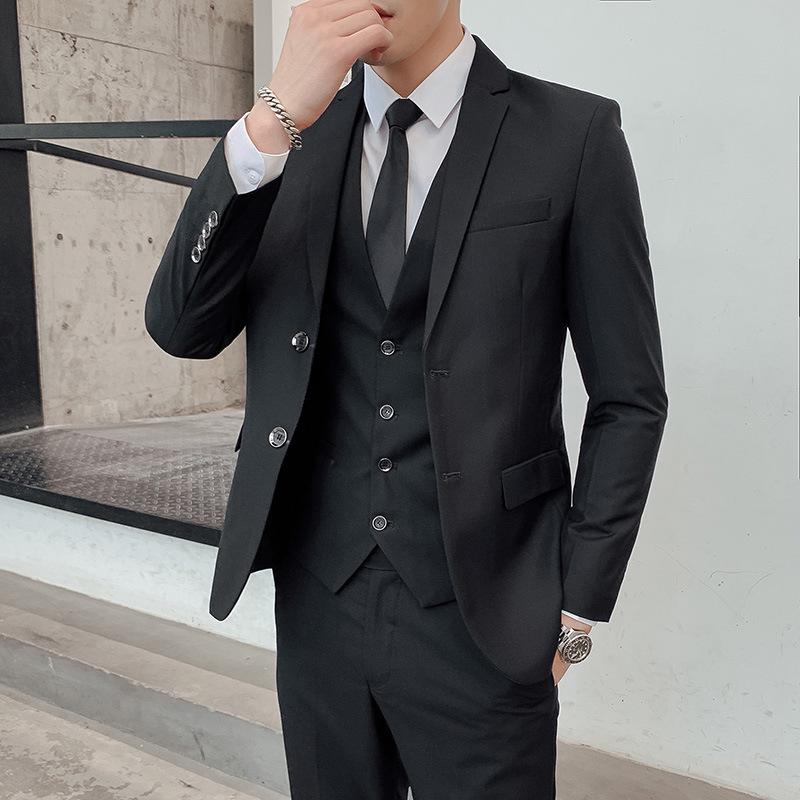 2022 Men's Solid Color Two-Button Suit & Trousers Set