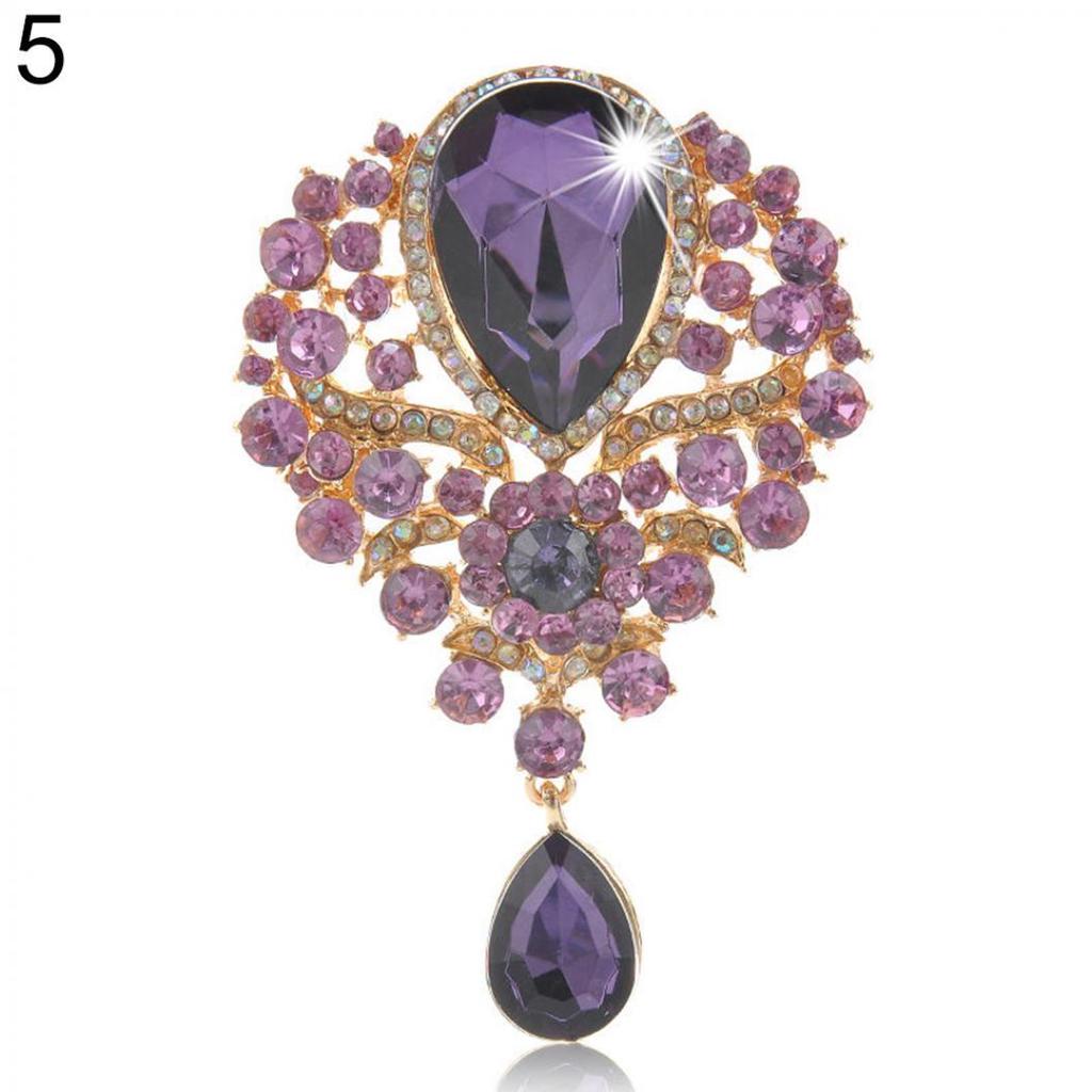 Lady Fashion Rhinestone Drop hängsmycke Brosch Pin Bröllop Smycken presentdekor