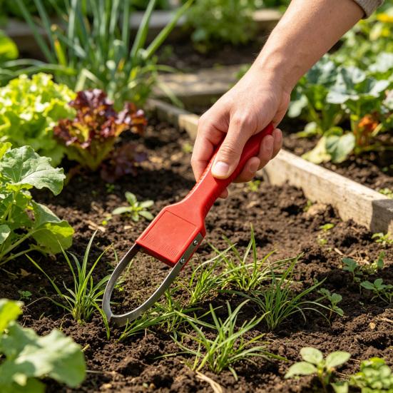 Désherbeur à boucle manuelle en acier inoxydable Outil manuel de désherbage à boucle pour désherbage et ameublissement de jardin et de cour