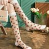 Crystal Glass Silk See Through Long Socks for Women Elegant Sweet Strawberry Pattern Ultrathin Knee Highs Stockings