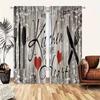 2pcs Kitchen Utensil & Wooden Patterned Curtains   Design for Kitchen Window Decoration   Rod Pocket Curtains