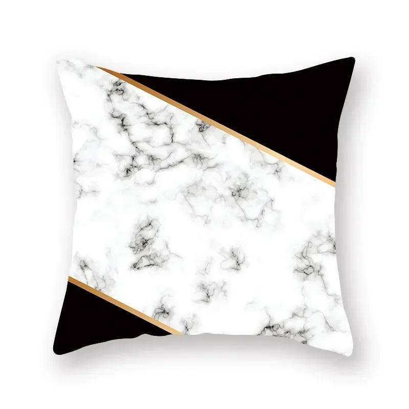 Marble Sofa Decoration Gold Black Geometric Cushion Cover Sofa Stripe Bedroom Living Room Throw Pillow Cover
