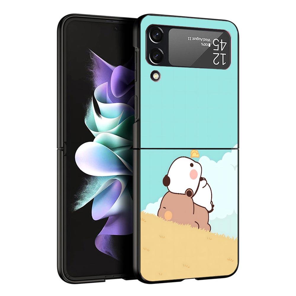Süße Pfirsich Goma Katze Schwarze Handyhülle Für Samsung ZFlip7 ZFlip6 ZFlip5 ZFlip4 ZFlip3 5G Harte Schutzhülle Galaxy Z Flip 3 4 5 6 7