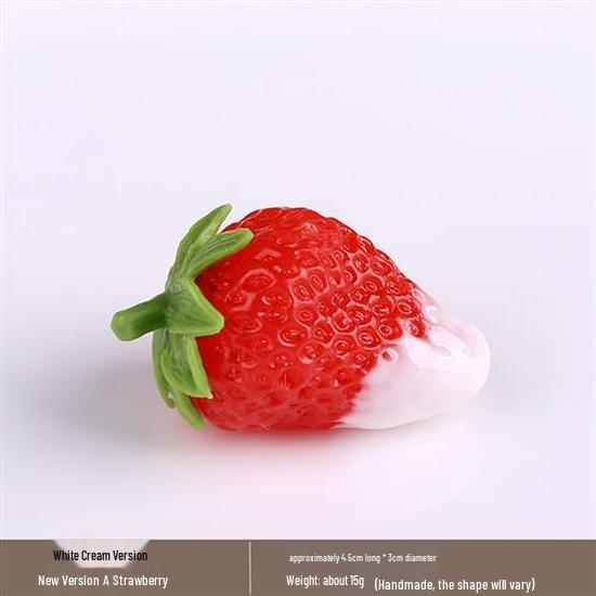 White Bionic Strawberry Fake Fruit Photography Prop - Plastic Decoration Toy