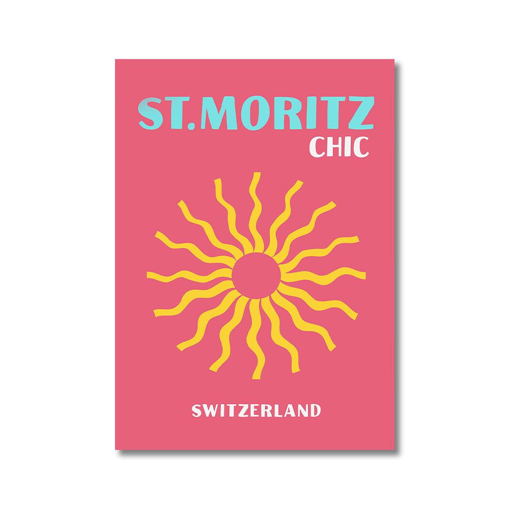 Modern Scenic Travel Mykonos Palme Miami Wandkunst Poster Drucke Boho Maximalistischer Stil Leinwandmalerei Bild für Zimmer Heimdekor