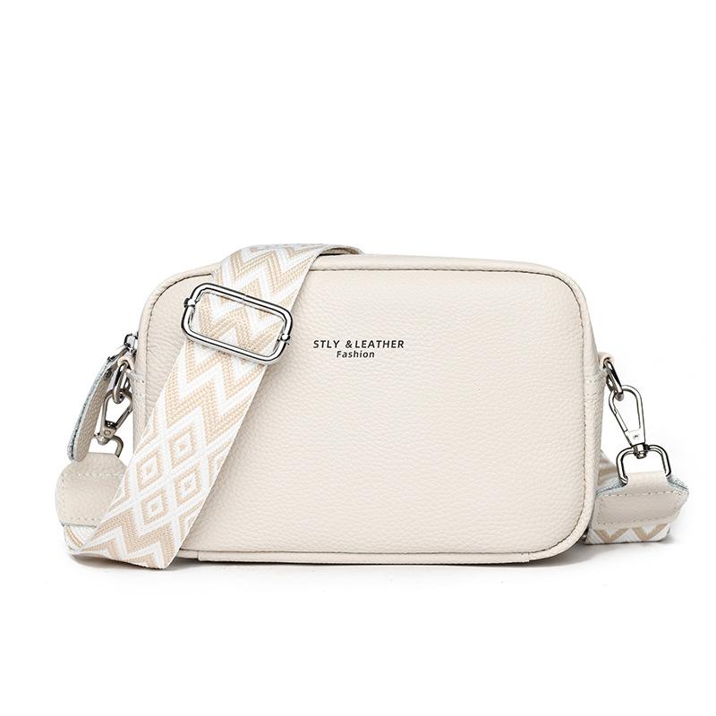 

Женская сумка из натуральной кожи, Модная сумка через плечо, Ретро сумка для мобильного телефона, Сумка кроссбоди с широким плечевым ремнем белый