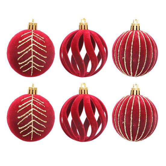 6 Stück Weihnachtskugeln, glitzernd, beflockte Hängekugeln, hohle Kugeln, wiederverwendbar, bruchsichere Weihnachtskugeln für den Weihnachtsbaum, Heimparty-Dekoration