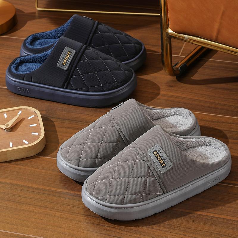 Pantofole invernali da uomo in velluto di cotone, casual, calde, con suola spessa, grandi dimensioni, antiscivolo, scarpe da interno, 38-47