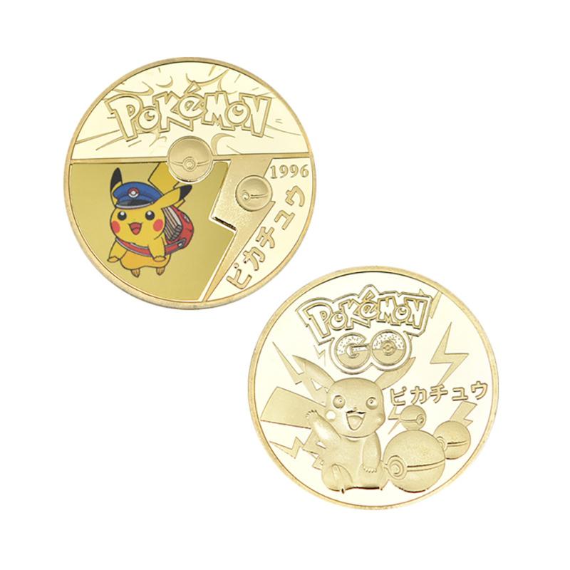Pokemon Pikachu Commemorative Coin With Gift Box Cartoon Anime Commemorative Badge For Fans