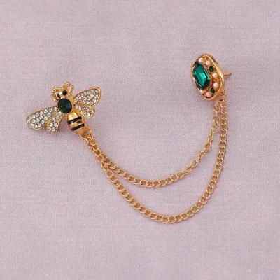Fashion Bee Crystal Tassel Chain Women Brooch Vintage Lapel Pin Badge Men'S Shirt Collar Pins Luxulry Jewelry Accessories Gift
