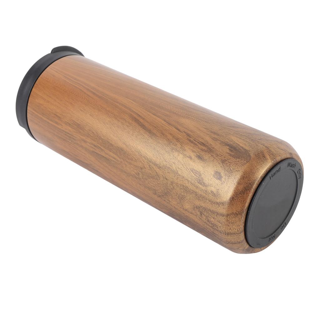 Insulated Travel Mug with Lid 500ml Stainless Steel Wood Pattern Portable Multifunctional for Office School Outdoor