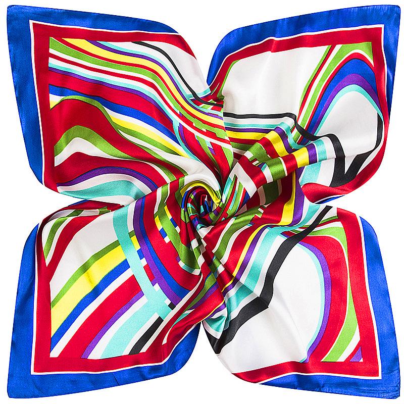 Hedvábný šátek Mai Tong 60 cm, Nové jarní pruhy, Profesionální čtvercový šátek