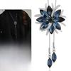 Flower Pendant Long Necklace With Silver Alloy Chain For Winter Fashion Women