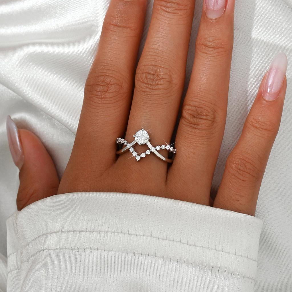 Factory Direct 925 Sterling Silver Multi Layer Stacking Ring for Women Moissanite Engagement Wedding Ring Jewelry Manufacturer