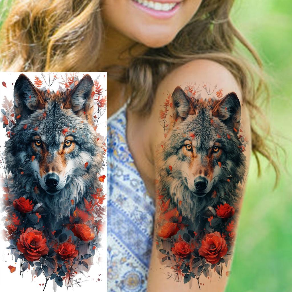 1 list Unikátní Akvarelový Lev Tygr Zvířata Dočasné Tetování Dlouhotrvající Vodotěsný Liška Sova Falešná Tetovací Nálepka Body Art Tetování