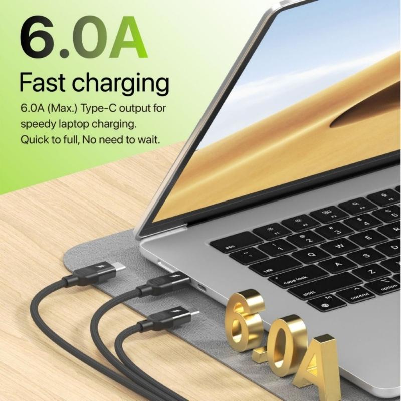3 in 1 Fast Charging Cable 3 Interfaces Braided Cord Data Line for Phone Tablets Power Supply and Transfer