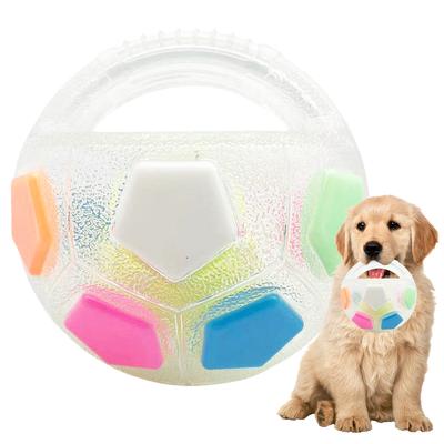 Dog Football Toy with Handle Interactive Football Shape Dogs Toy Interactive Squeaky Pet Football for Medium Large Breeds