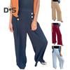 Women's Wide-Leg Pants High Waist Button Decorated Pants Casual Loose Fit Trousers for Daily Wear Travel Office