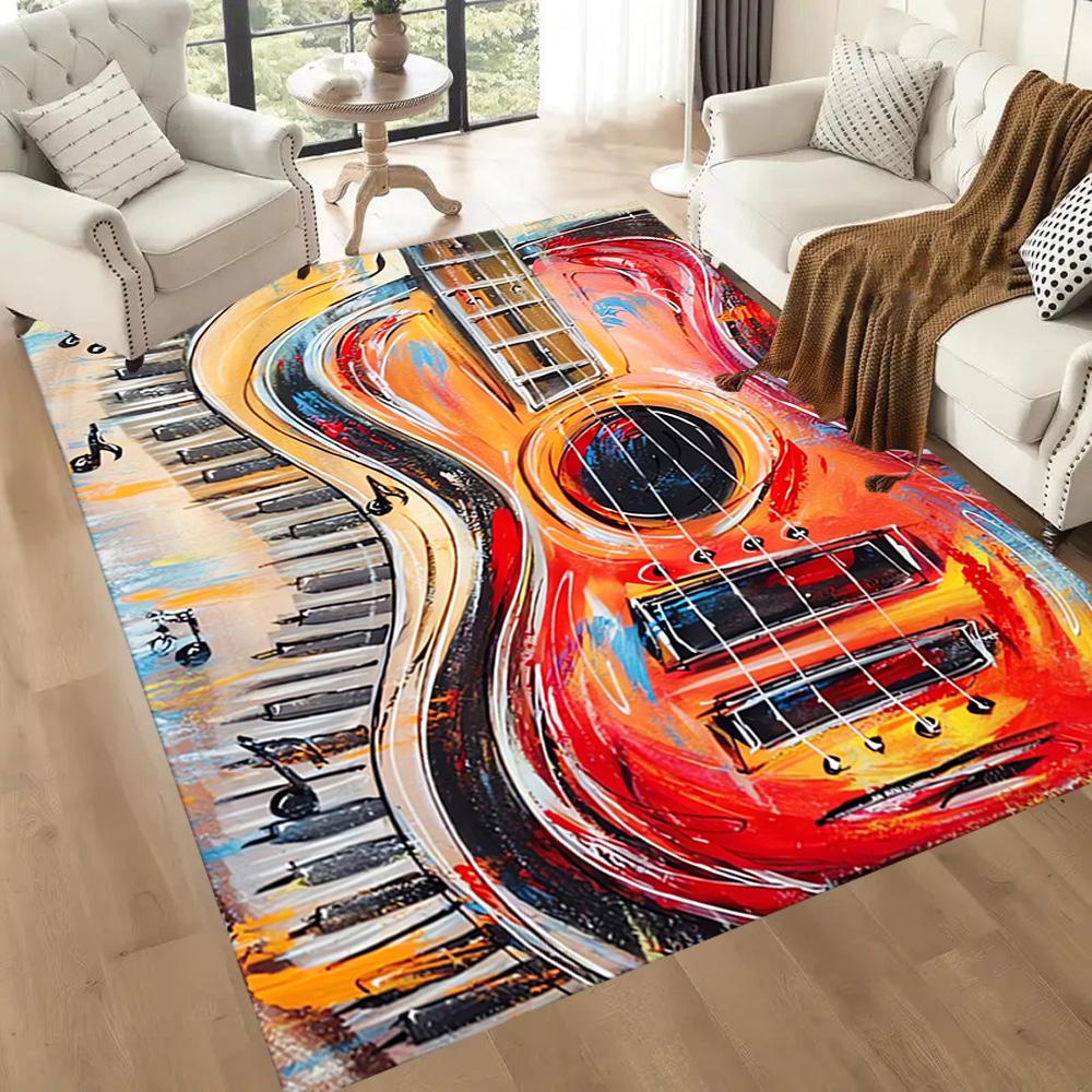 Electric Guitar In Flames Floor Mats for Living Room, Bedroom and Room Decoration Are Suitable for Gifts.