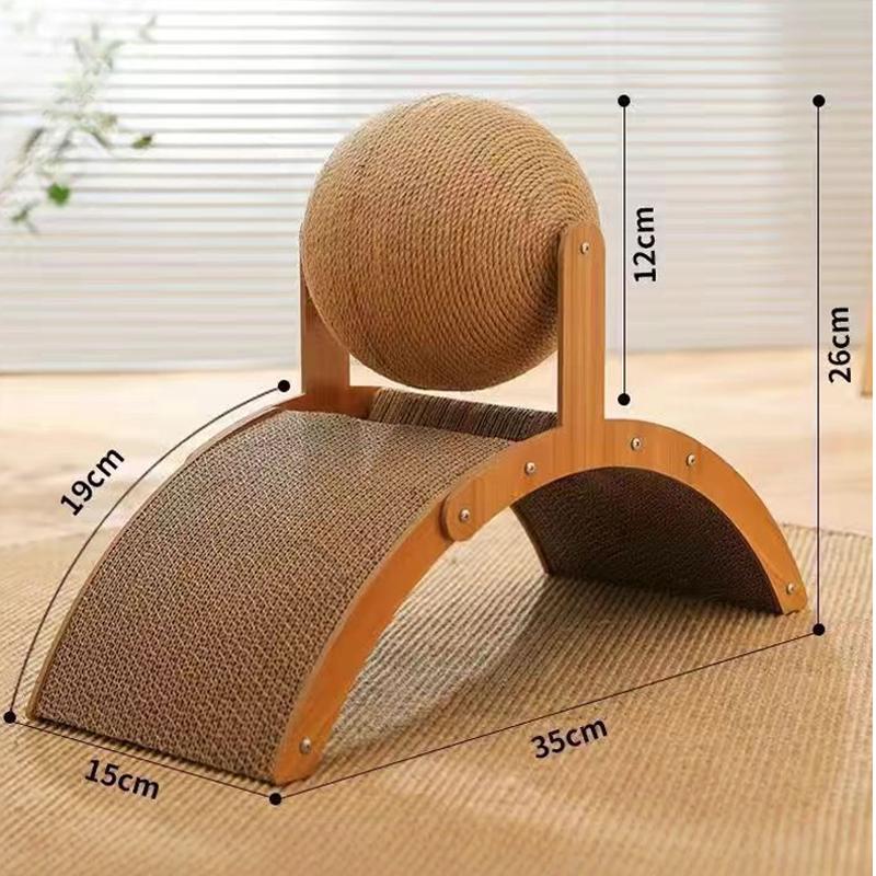 2 In 1, Cat Scratching Ball Wooden Cat Scratcher, Natural Sisal Scratch Board Scratching Column, Wear-Resistant Paw Wood Scraper