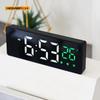 Voice Control Digital Alarm Clock Temperature Date Display Snooze Table Clock 3 Alarms 12/24H Mirror LED Clock With USB Cable
