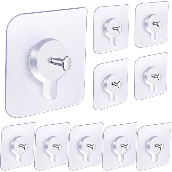 Adhesive Hooks for Wall(13lb Max), Wall Hangers Without Nails for Photos Frames, Utility Waterproof and Oil Resistant Hooks for Kitchen, Bathroom,
