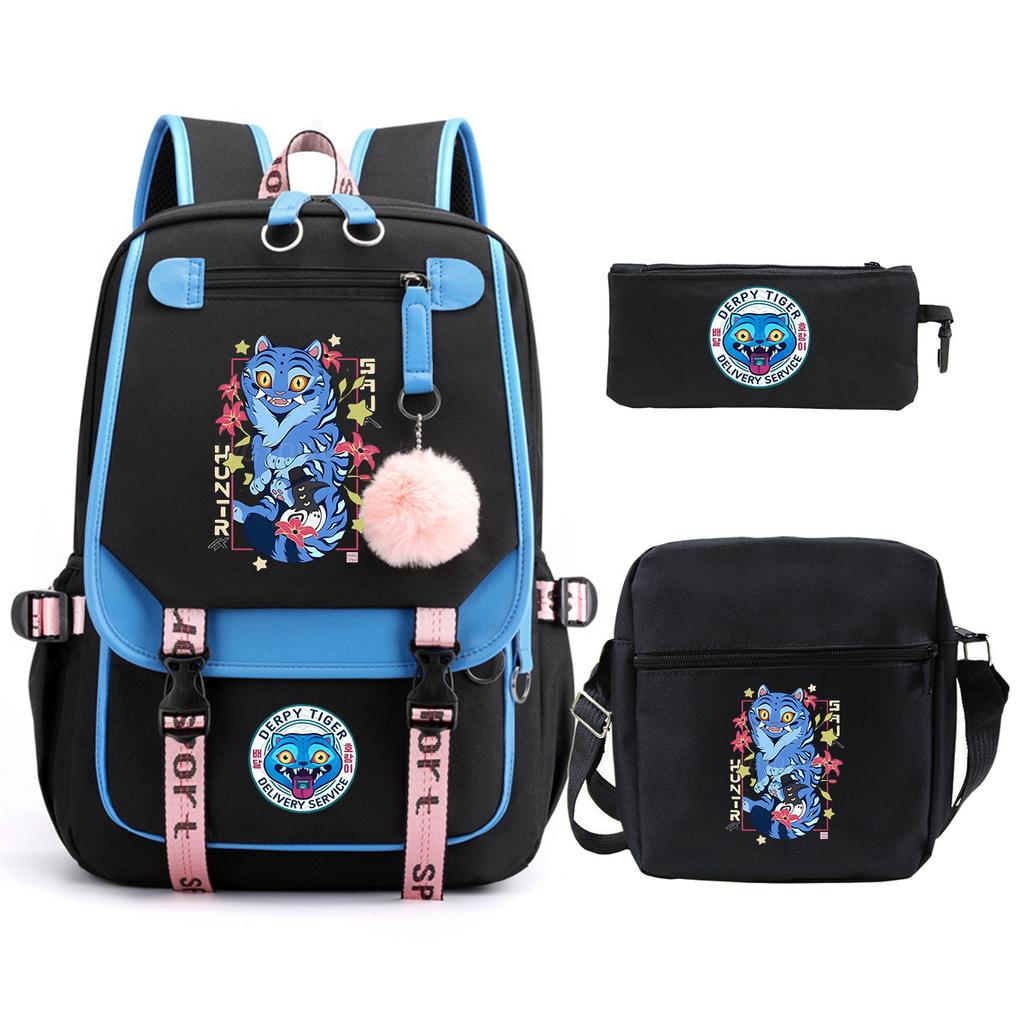Witch Hunters Cartoon Peripheral Printing Children's Backpack Cross-border New Student School Bag Three-piece Shoulder Bag Pencil Bag