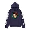 Anime Demon Slayer Hoodie Mens Winter Fleece Lined Oversized Casual Streetwear Pullover