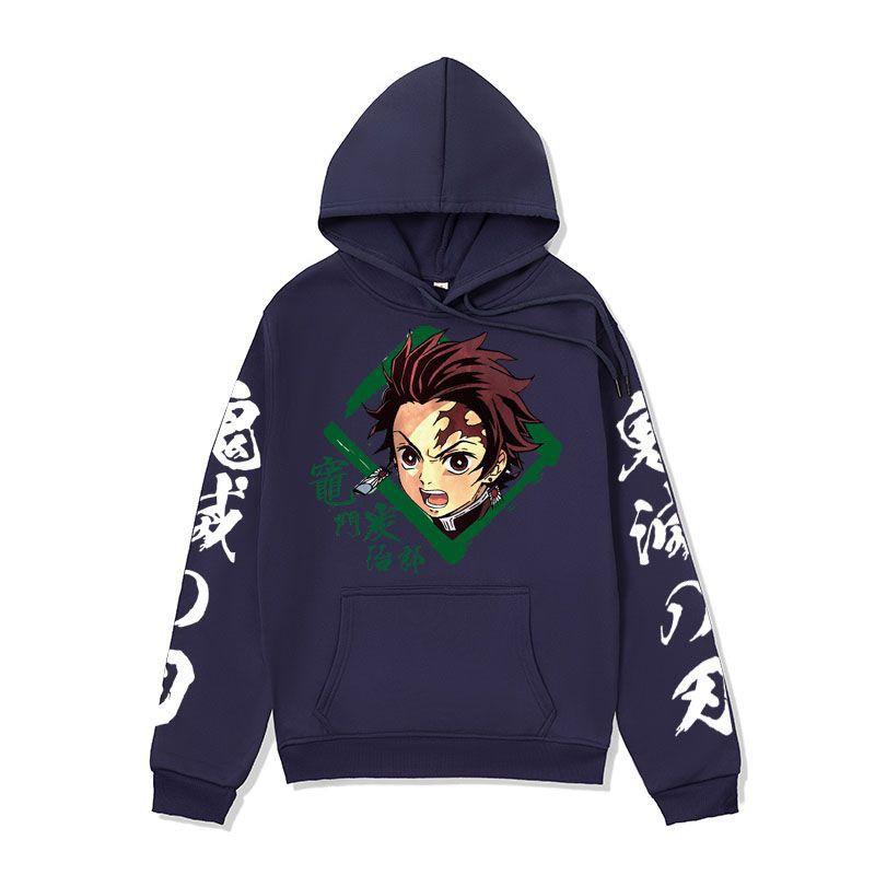 Anime Demon Slayer Hoodie Mens Winter Fleece Lined Oversized Casual Streetwear Pullover