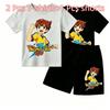 Fashion Anime Football Boy Game Print Outdoor Street Kids T-shirt and Shorts Summer Home Casual Outfit Boy and Girl's Sports Set