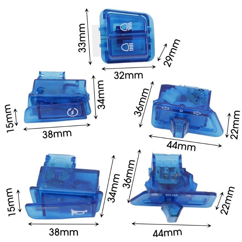 5 bucăți întrerupător de pornire pentru motociclete claxon lumini semnal de direcție comutatoare butoane faza înaltă și joasă conectori pentru accesorii pentru scooter ATV moped