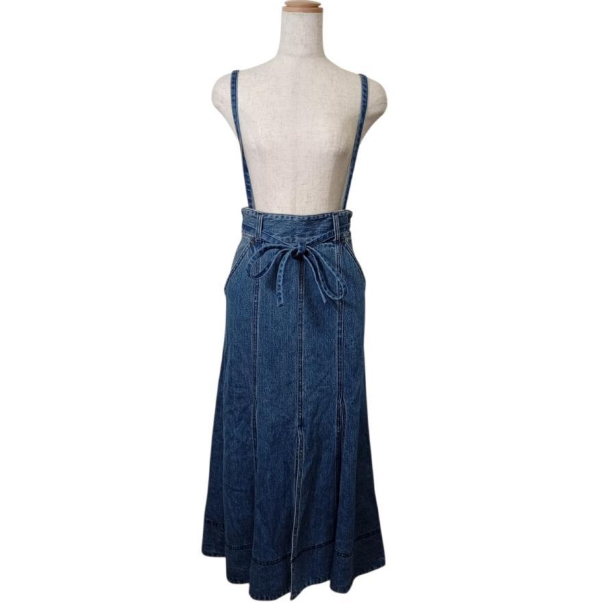 Lily Brown Denim Skirt with Suspenders LWFS211063 Indigo Size: 0
