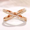 Huitan Fashion Cross Finger Rings for Women 3 Metal Colors Paved Dazzling Cubic Zirconia Simple Stylish Female Rings Hot Zircon