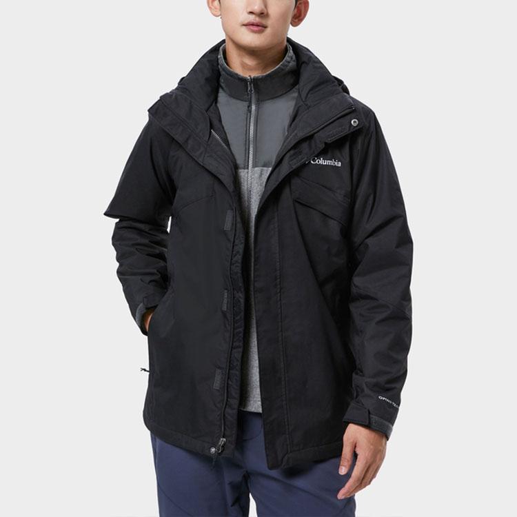 Columbia Logo Hooded Warm Waterproof Casual Jacket Unisex Jackets Graphite-Black WE6504-010