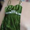Used Velor long dress with green ribbon