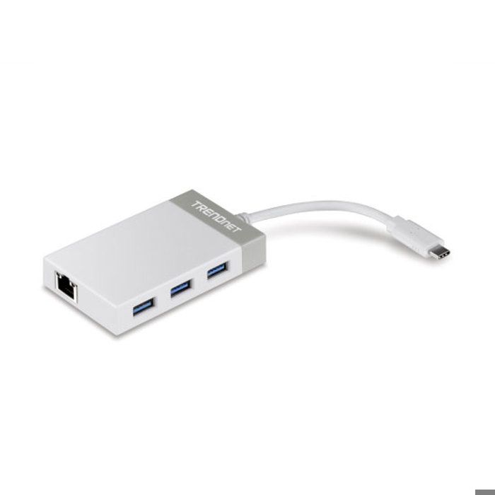 Hub USB/Ethernet - TRENDnet - TUC-ETGH3 - USB Type C - 3 Ports USB 3.0 - 1 Port RJ-45