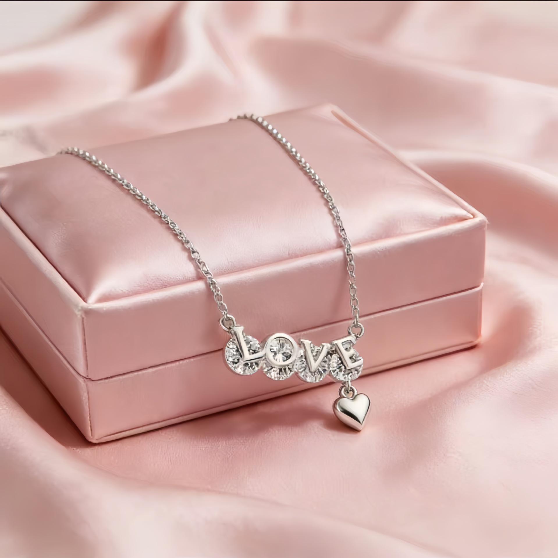 Rose Gold Plated Stainless Steel Love Necklace - European  American Style