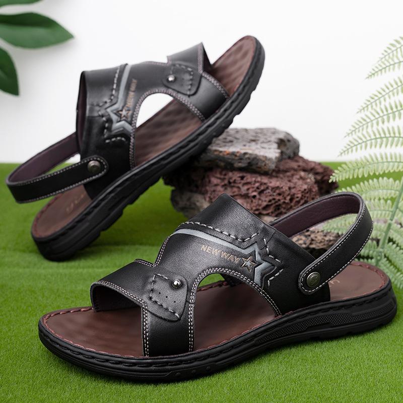 Fashion Men's Beach Open Toe Shoes Sandals High Quality Non-slip Men Slippers Breathable Two Uses Male Footwear Mens Summer Outdoor Shoe