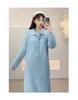 Ai Yuan 2025 Winter Plus Size Women's Loose POLO Collar Lace-up Knit Dress F716